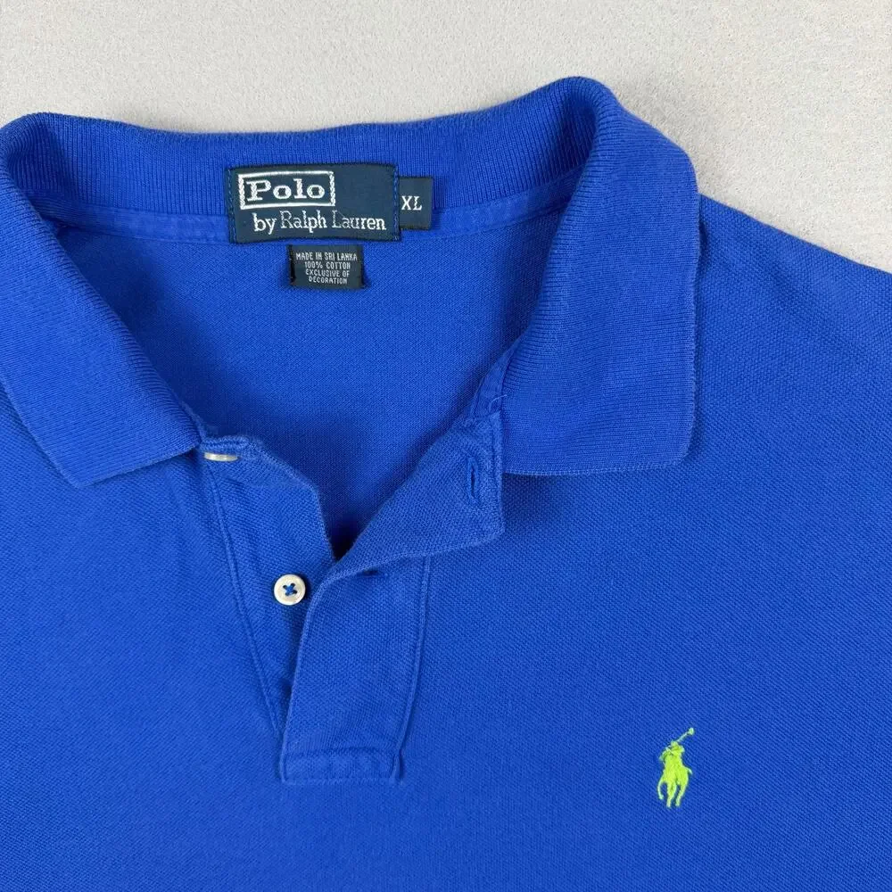 Polo Ralph Lauren Blue Mesh Polo Shirt XL Cotton